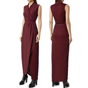All Saints Lani Maxi Silk Dress Rust Red